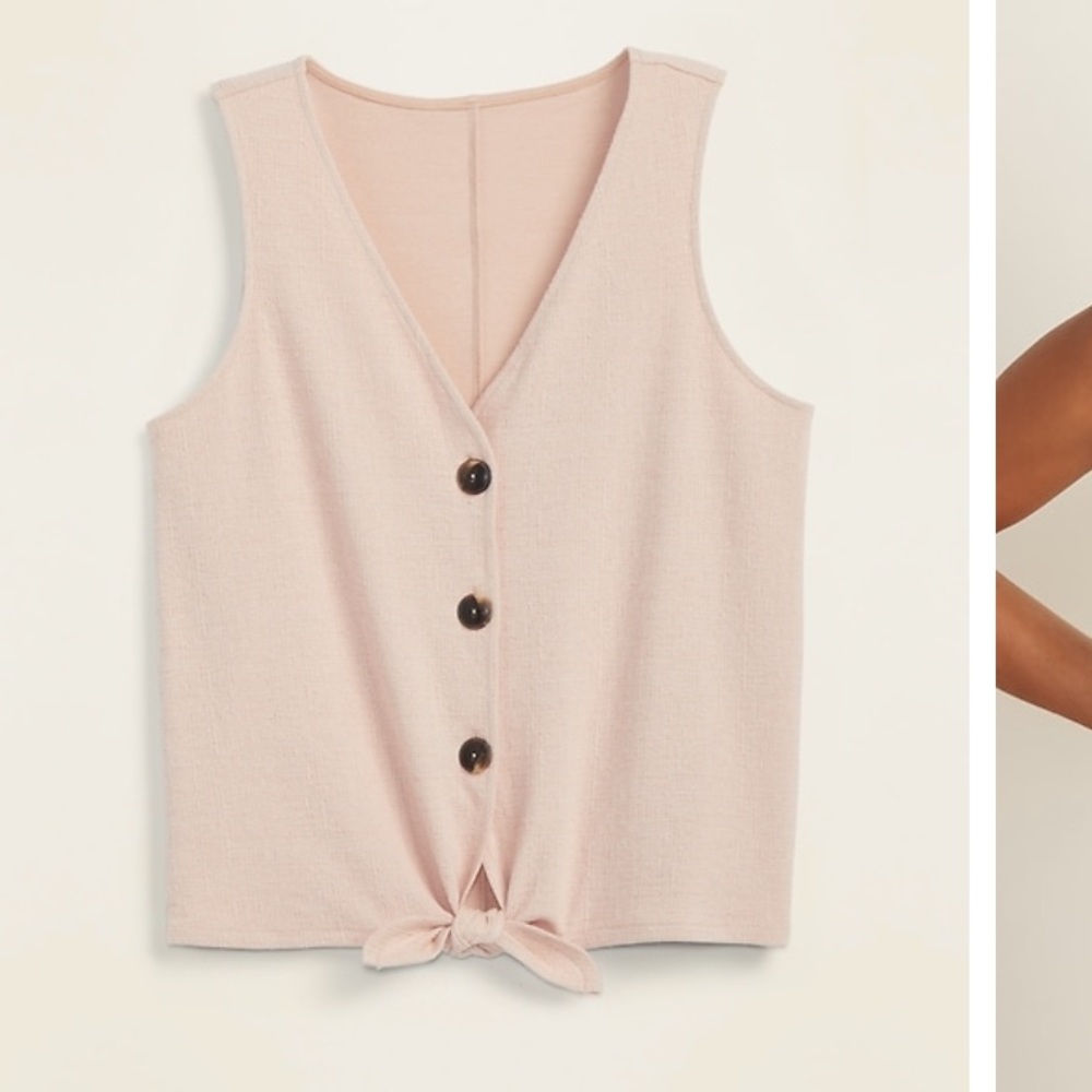 Cropped Tie-Hem Textured-Knit Sleeveless Top